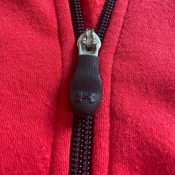 Under Armour Kids boys YLG Full-Zip Up Red Hoodie long sleeve soft inside hood - Picture 6 of 7